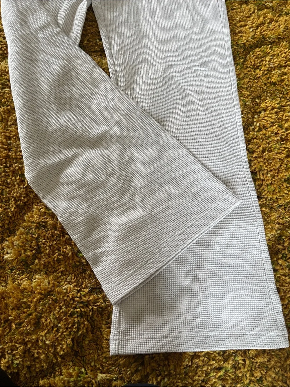 Comfrt cream waffle knit lounge pants oversized womans size large cozy - Picture 4 of 8
